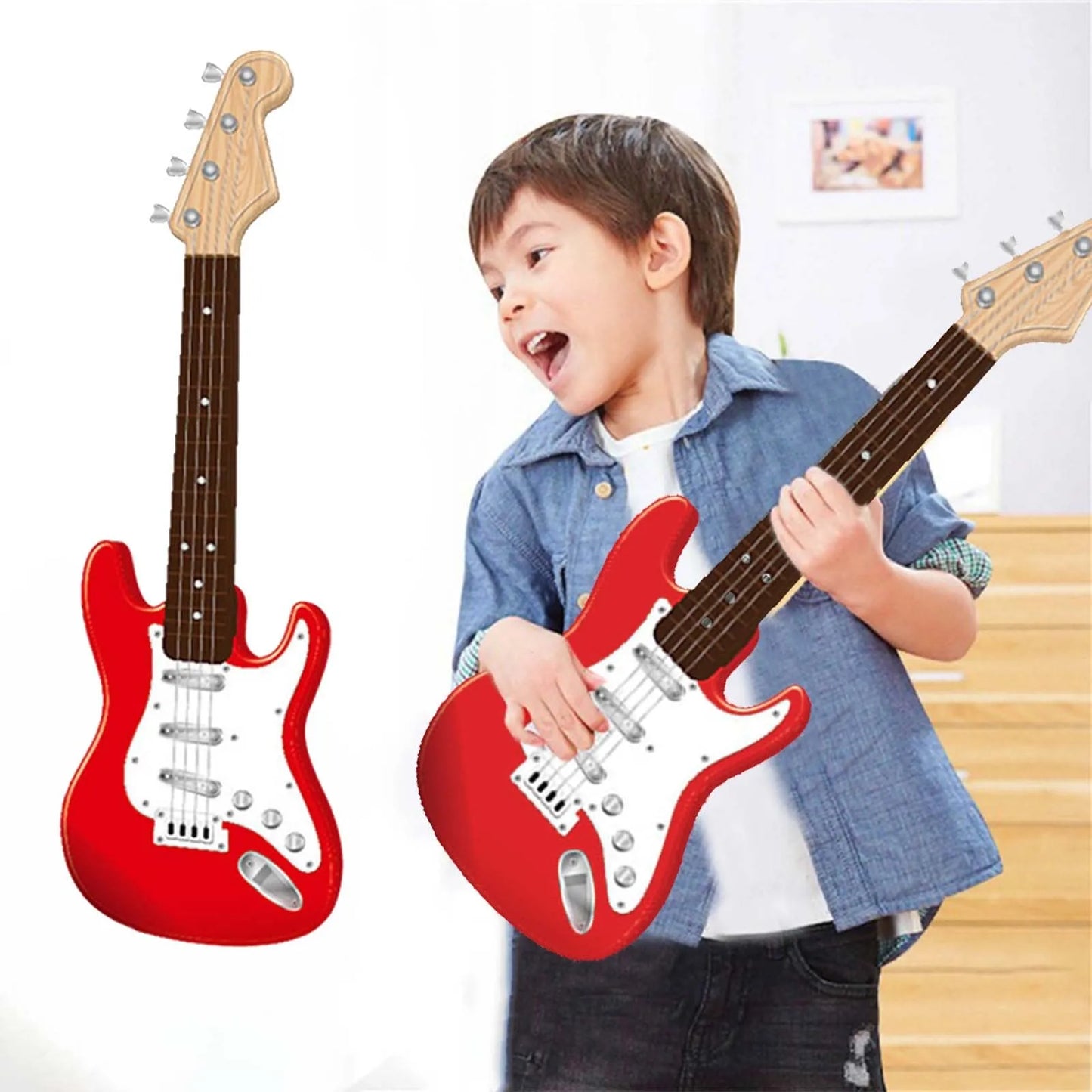 17" Kids Electric Guitar Toy – 4 String Musical Instrument