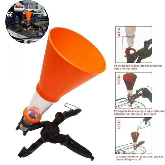 Universal Self‑locking Car Oil Filling Funnel Adjustable Clamp Engine Oil Change Funnel Leak‑proof Oil Change Equipment Tool Peaceful Pleasures Health and Wellness