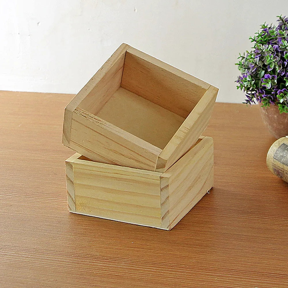 Unfinished Square Wooden Box – Craft Storage & Home Decor