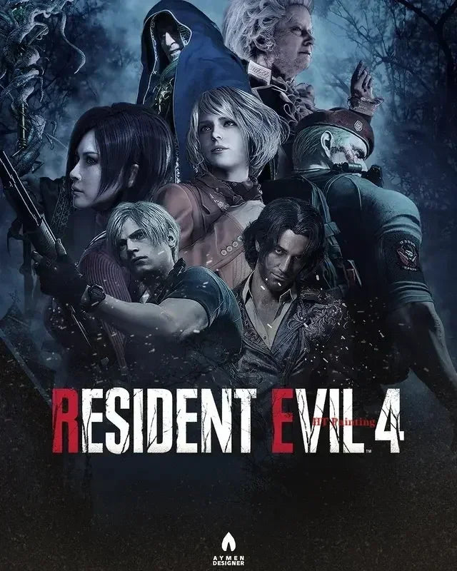 Resident Evil 2 3 4 Vintage Canvas Poster | Gamer Wall Art