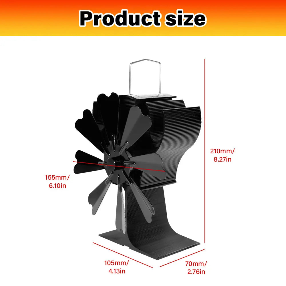 NEW 8-Blade Heat Powered Stove Fan for Wood Log Burner Fireplace Quiet Environmental Fan Heater Tool Efficient Heat Distribution Peaceful Pleasures Health and Wellness