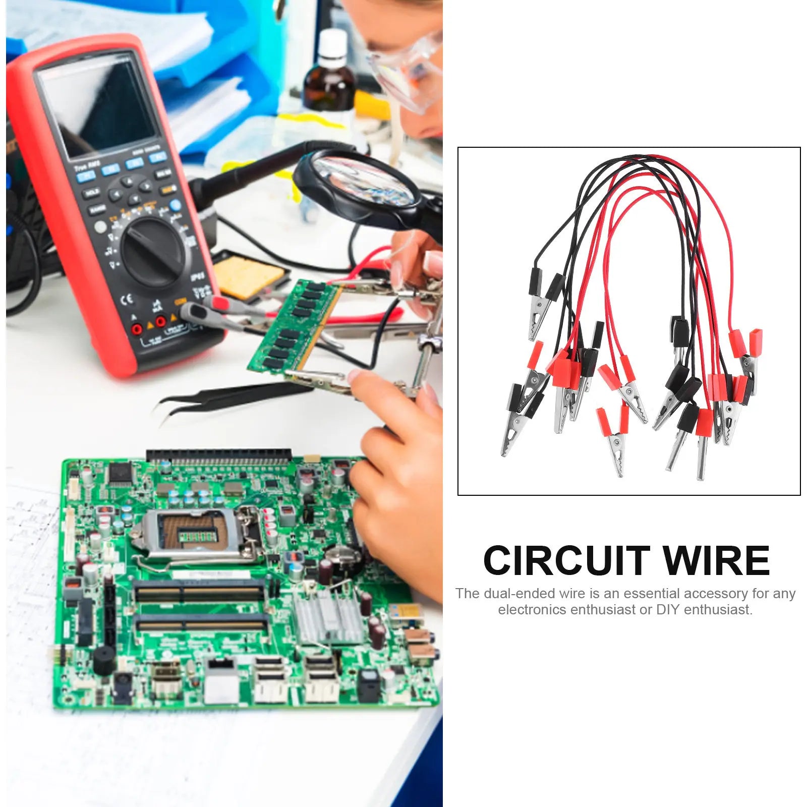 8Pcs Double End Alligator Clip Insulated Copper Wire Electrical Cable Circuit Wire Teaching Demo Science Laboratory Equipment Peaceful Pleasures Health and Wellness