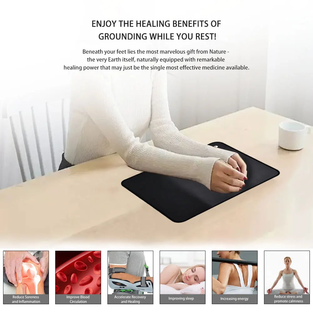 Earthing Grounding Mouse Pad Mat | Vegan Leather + 15ft Cord