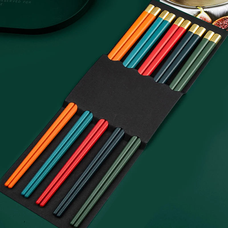 5 Pairs different color Chopsticks Chinese Chopsticks Food Grade Plastic Stick Non-slip Reusable Chopsticks for Sushi Tableware Peaceful Pleasures Health and Wellness