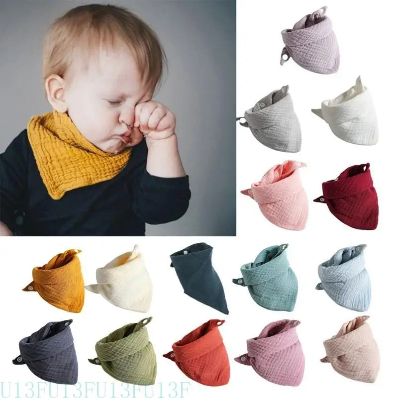 5-Pack Soft Cotton Baby Bandana Bibs | Snap Button Drool Cloths