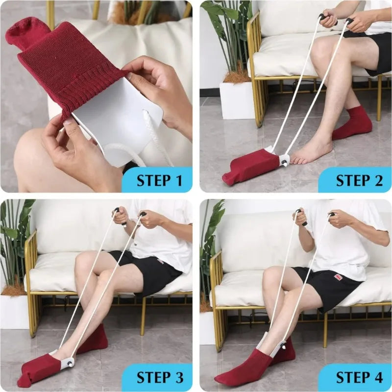 Sock Aid for Seniors with Easy Grip Foam Handles, Dressing Helper for Elderly, Disabled Limited Mobility Putting on Socks Easily Peaceful Pleasures Health and Wellness