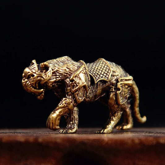 1Pcs Antique Brass Tiger Figurines Home Decor Accessories Feng Shui Lucky Animal Ornaments Desk Decoration Collectible Gifts Peaceful Pleasures Health and Wellness
