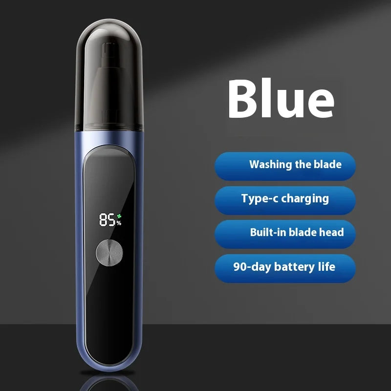 Rechargeable Electric Nose Hair Trimmer Hair Trimmer Nose Hair Remover Scissors Cleaning Tool Men's Shaving Knife Peaceful Pleasures Health and Wellness Blue