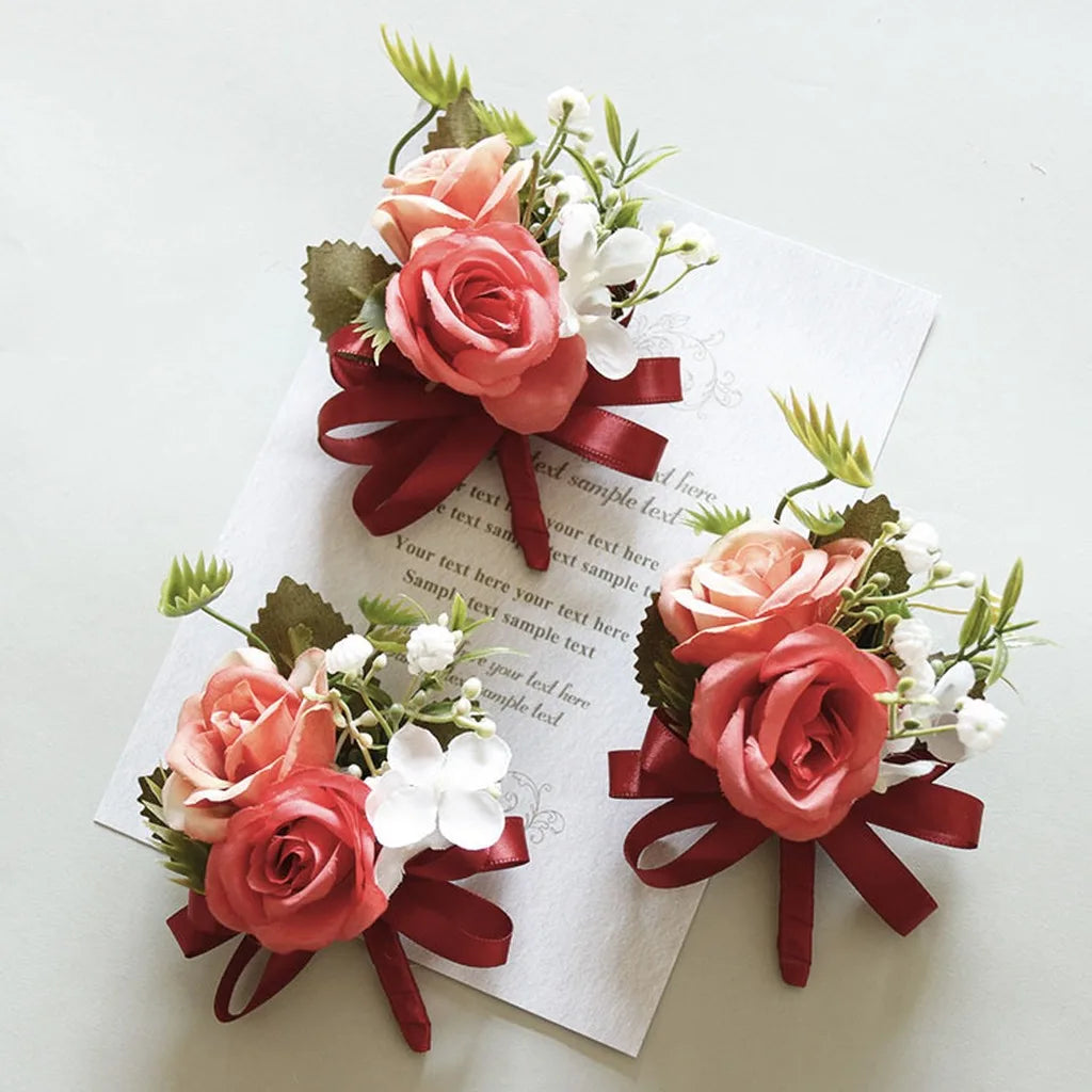 Artificial Fabric Corsage & Wrist Flower | Satin Wedding