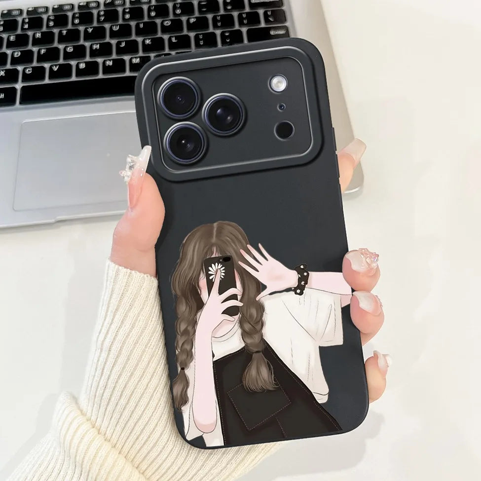 iPhone 17 Pro Silicone Case | Cute Kawaii Floral Painted Cover