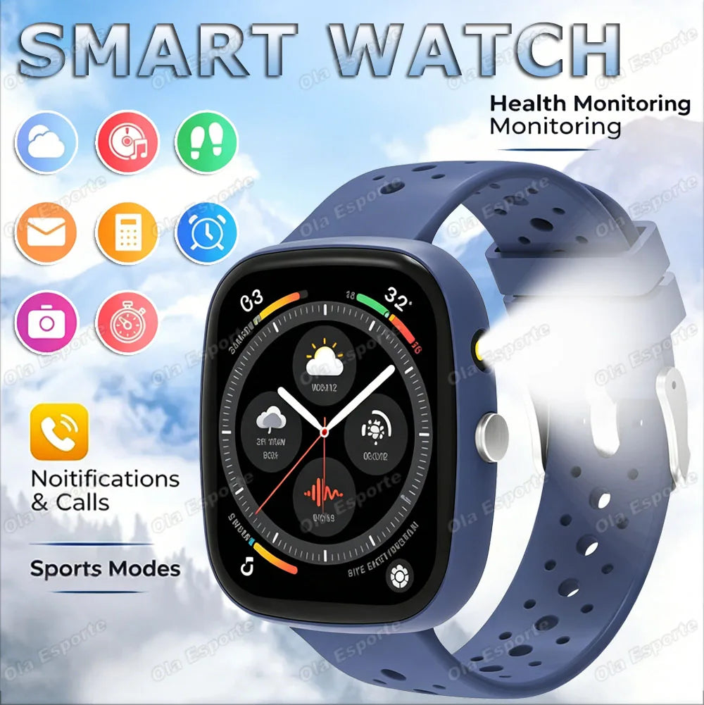 New Game Smart Watch 1.83 Bluetooth Call Sports Mode Music/Camera Control LED Flashlight Long Battery Watch for Android/IOS Gift Peaceful Pleasures Health and Wellness Dark blue