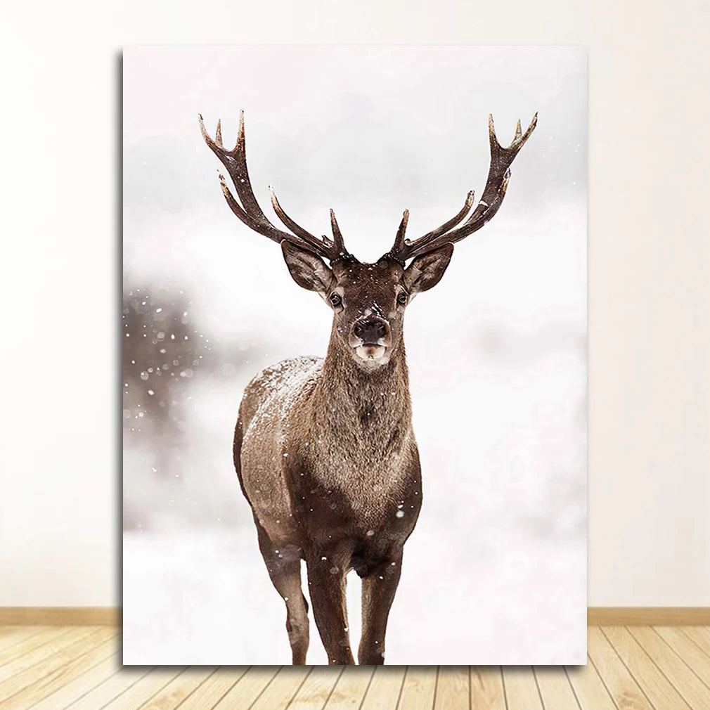 Nordic Canvas Wall Art | Deer & Mountain Scandinavian Print Canvas Wall Art Print Peaceful Pleasures Health and Wellness 0186XX02 20x30cm Unframed