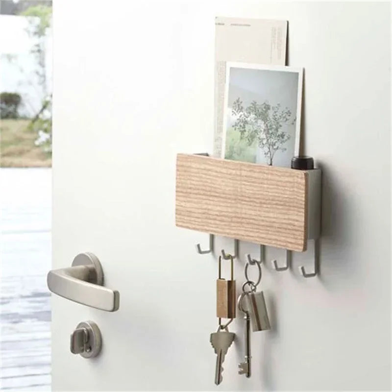 Wall Hanging Bamboo Key Hanger Holder Wall Organizer Rectangle Key Rack Hooks Coat Hooks Home Decoration Coat Hanger 2030 Peaceful Pleasures Health and Wellness