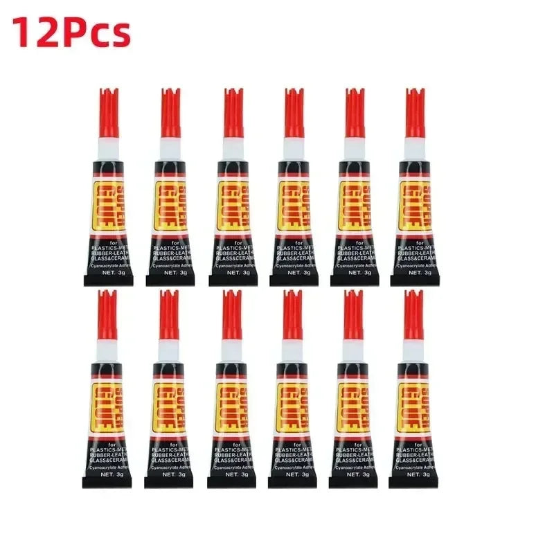 Super Glue Multi-Surface Clear Adhesive – 3/6/12 Pack Multi-Surface Super Glue Peaceful Pleasures Health and Wellness Red lid 12Pcs