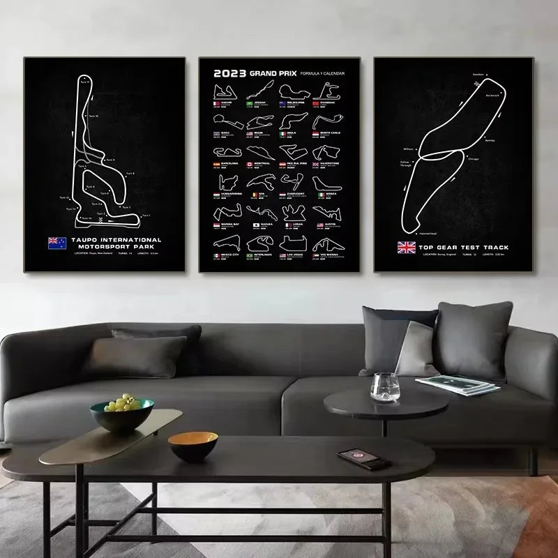 Modern World Racing Circuits Poster Prints Nurburgring Sarthe Nordschleife Canvas Painting Wall Art Picture Room Garage Decor Peaceful Pleasures Health and Wellness