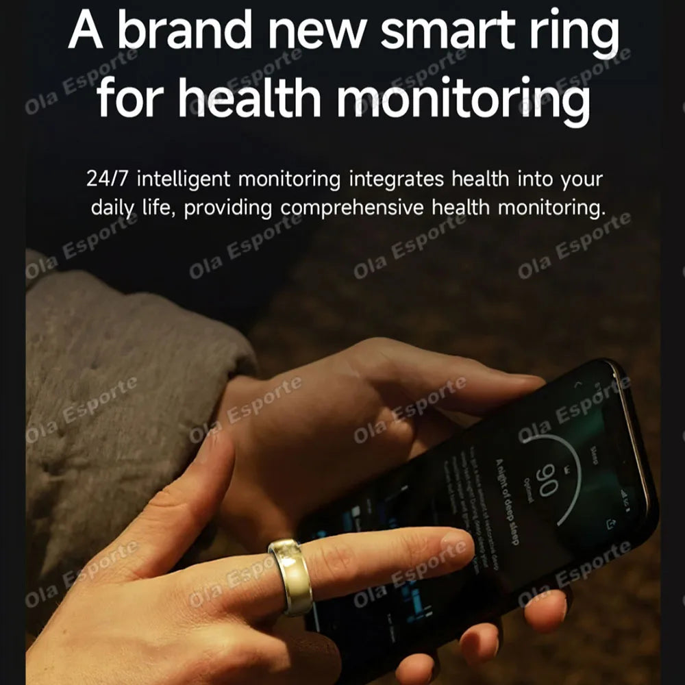 Fashion Smart Ring Men Women, Heart Rate Blood Oxygen and Sleep Monitor Smartring IP68 & 5ATM Waterproof, Multi-sport Mode Ring Peaceful Pleasures Health and Wellness