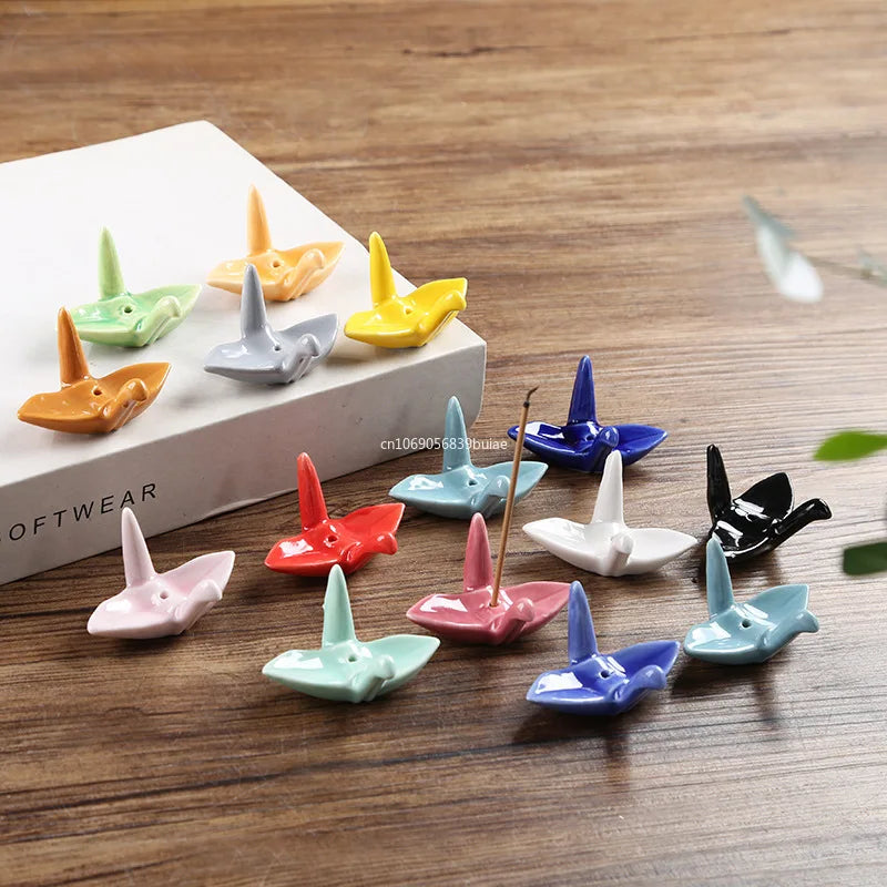 Paper Crane Ceramic Incense Stick Holder & Burner | Home Decor