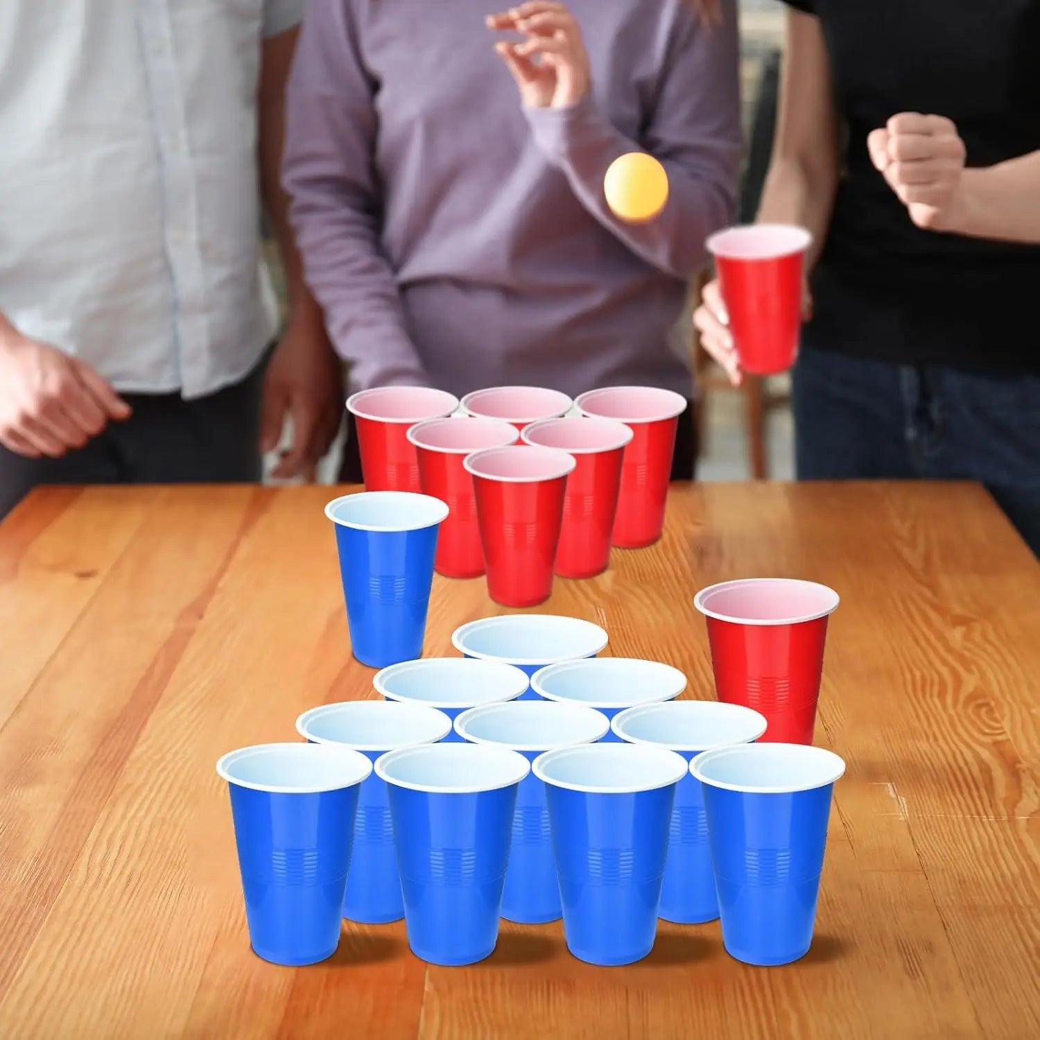 Cup Pong Game Set 22 Pcs 16 Oz Plastic Party Cups with 4 PCS Ping Pong Balls for Christmas New Year Gift Gratuation Party Peaceful Pleasures Health and Wellness