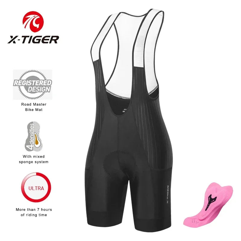X-TIGER Women's Cycling Bib Shorts – Breathable, ST-MULTI Pad