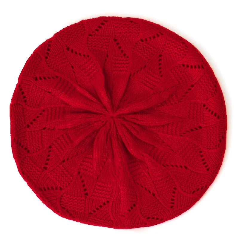 Women's Knit Beret Hat – French Artist Beanie, All Seasons