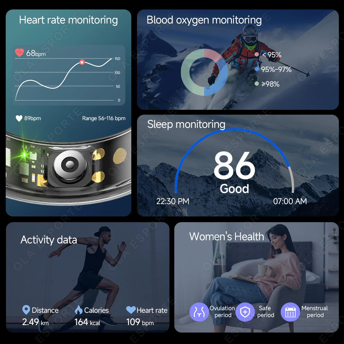 Smart Ring – Heart Rate, SpO₂ & Sleep Tracker | IP68 Waterproof
