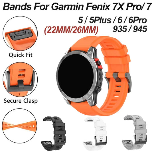 Silicone Quick Release Band for Garmin Fenix 7/5/6X | 22–26mm