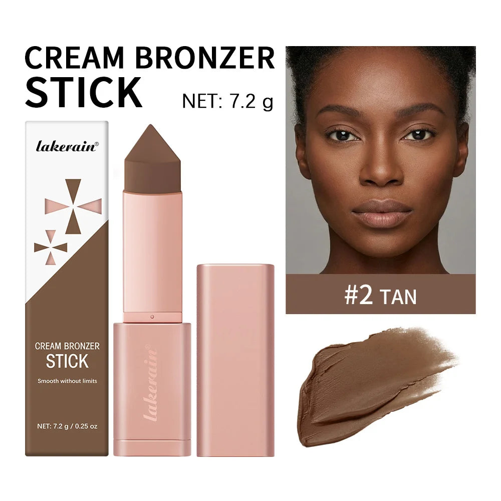 Cream Bronzer Stick and Contour Stick 2-in-1 bronzing and contouring instant depth & dimension to the face flawlessly over base Peaceful Pleasures Health and Wellness 2tan