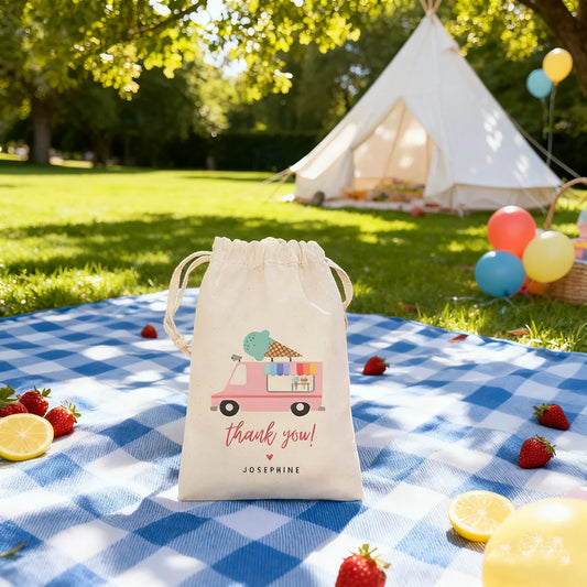 Personalized Ice Cream Truck Party Favor Bags – Set of 4 Party Favor Bags Peaceful Pleasures Health and Wellness