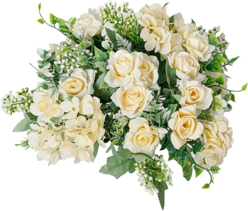 Silk Gardenia Hydrangea Artificial Flowers Bouquet | Wedding & Home