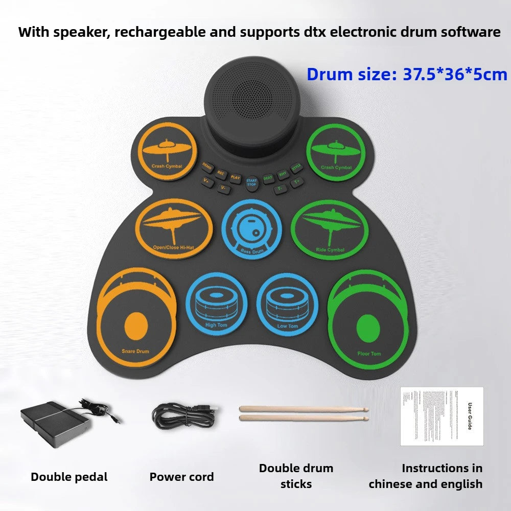 Hand Roll Electronic Drum Built-in Charging Folding Silicone Portable