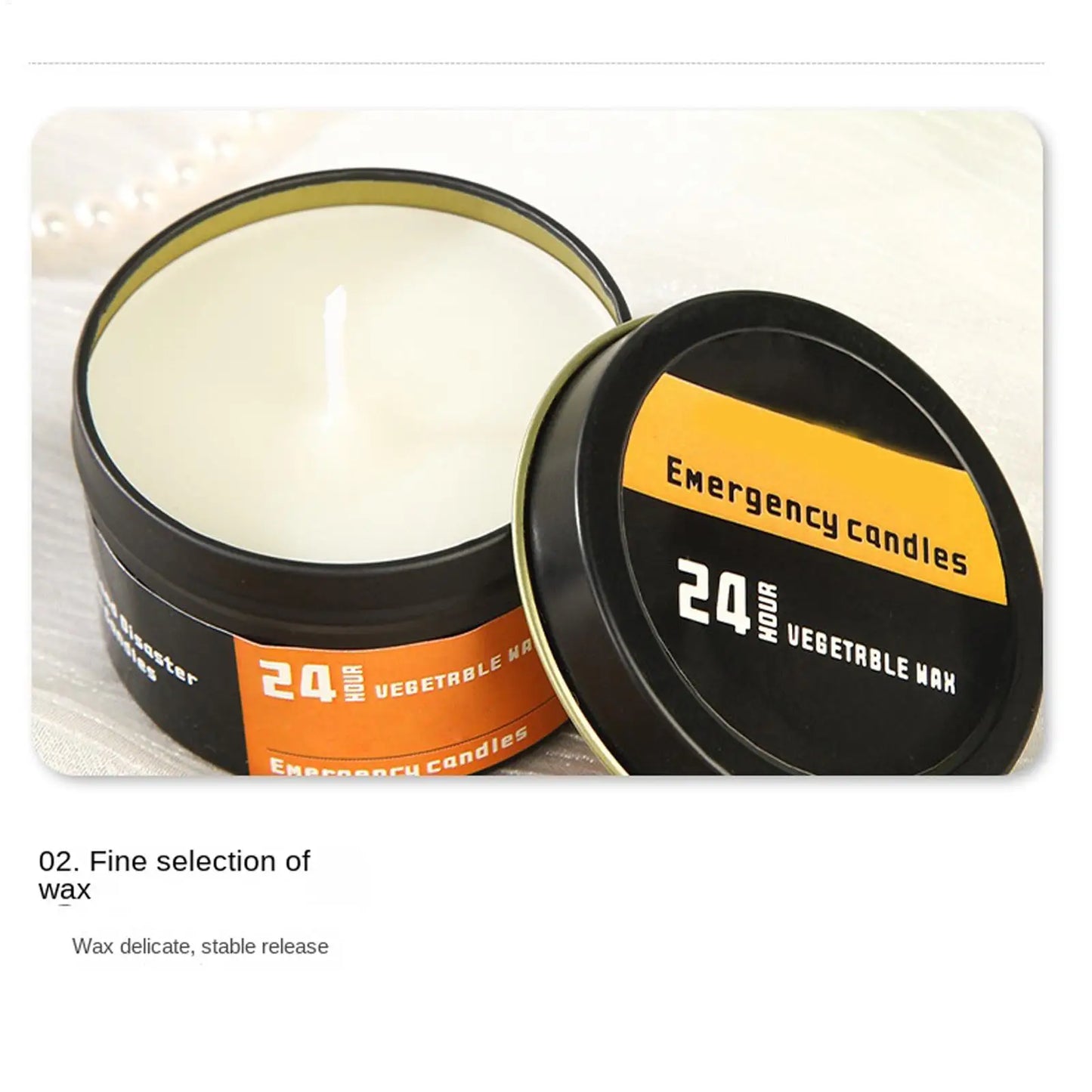 4-Pack Emergency Candles – 24Hr Windproof Survival Tin Candles