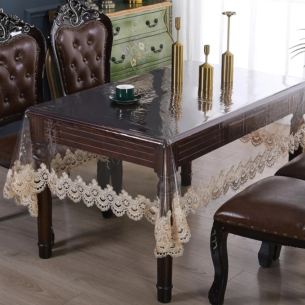 BATTILO Clear PVC Waterproof Tablecloth | Vinyl Lace Cover
