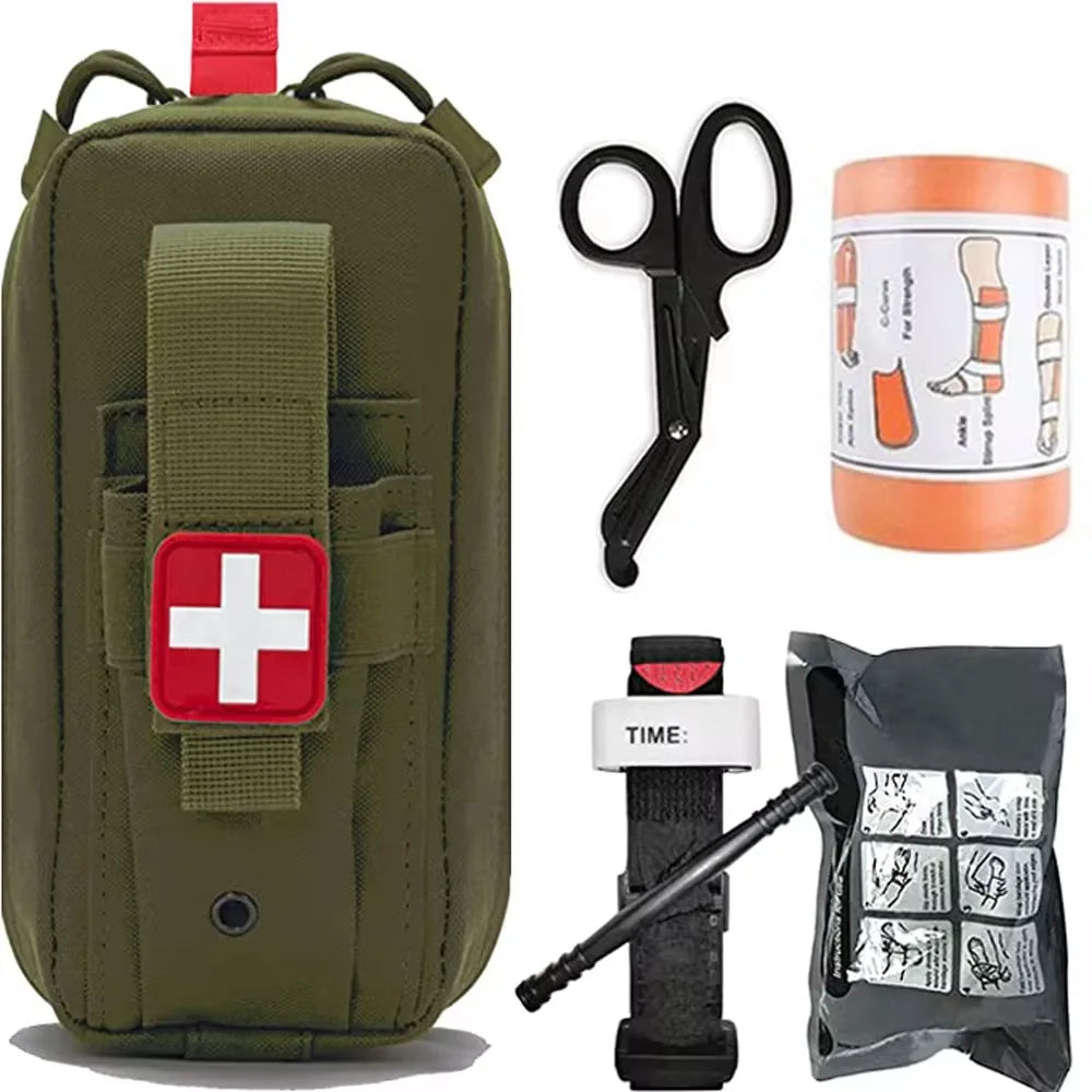 First Aid Kit Molle Survival Set Pouch Holder For Tourniquet medical splint Israeli bandages Camping Tools Emergency Hiking Kit Peaceful Pleasures Health and Wellness green