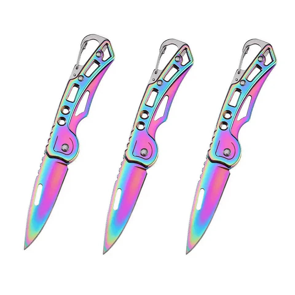 Folding Pocket Knife Stainless Steel Survival Hunting Camping Fishing Portable Fruit Carrying Outdoor Tools Survival Hand Tools Peaceful Pleasures Health and Wellness 3pcs
