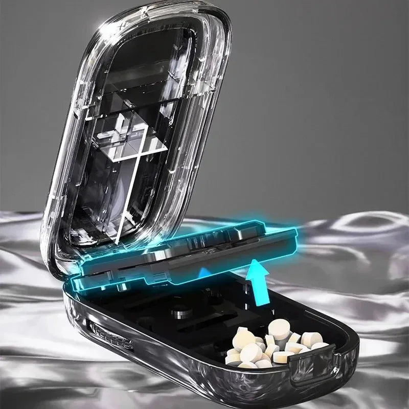 Multi- Functions Pill Cutter Portable Drug Tablet Storage Box 1/3, 2/1, 4/1 Pill Splitter Medicine Dustproof Divider Organizer Peaceful Pleasures Health and Wellness