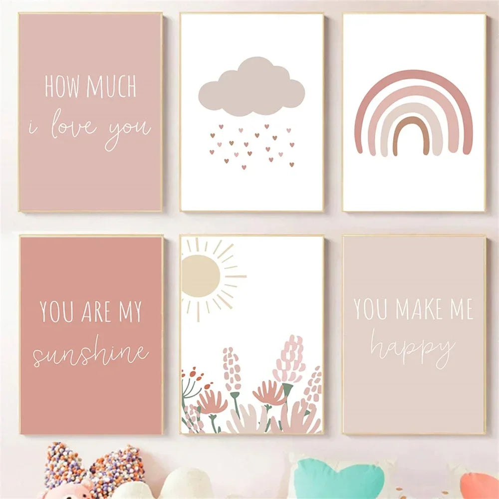Rainbow Cloud Nursery Canvas Wall Art | Kids Room Poster