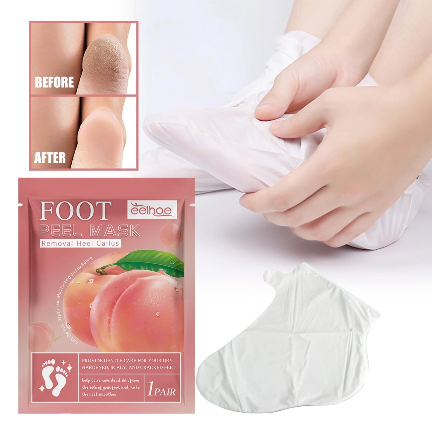 Peach Exfoliating Foot Mask Booties | Dead Skin Removal Socks