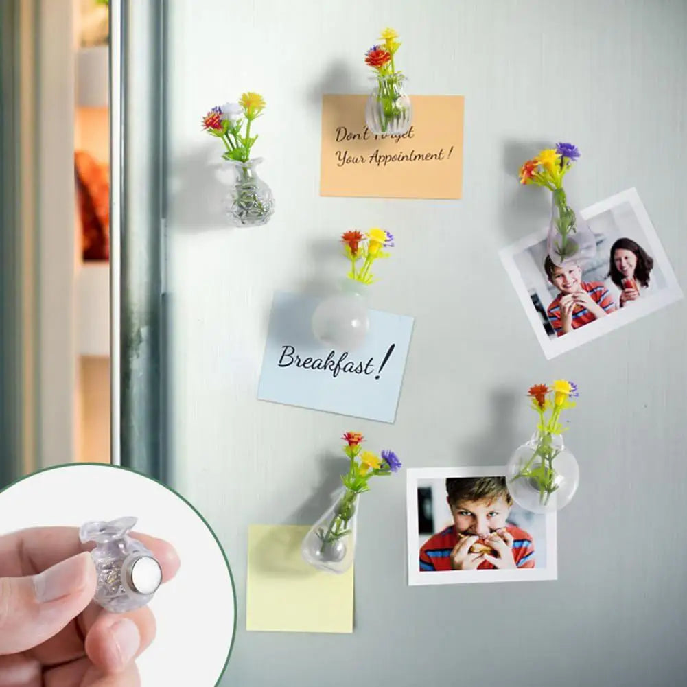 Mini Magnetic Glass Vase Magnets for Fridge, Locker & Desk