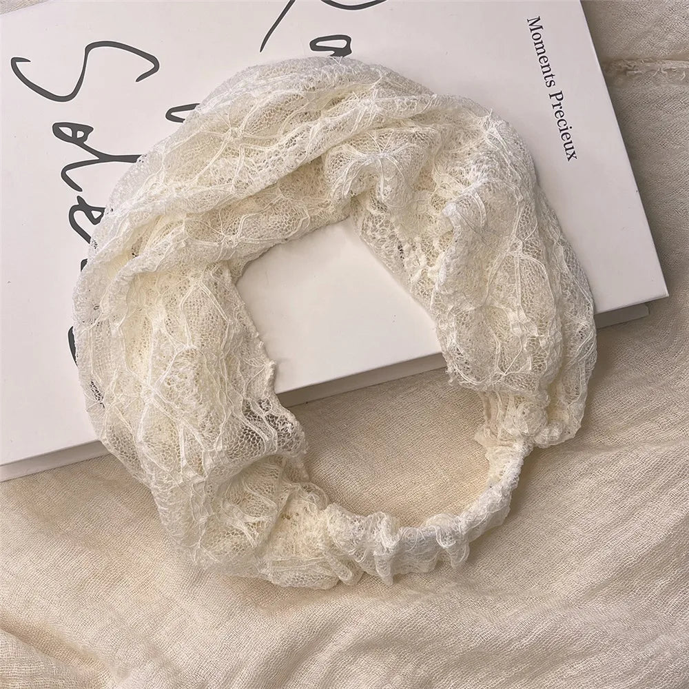 Mesh Lace Headband – Breathable Elastic Hair Wrap for Women