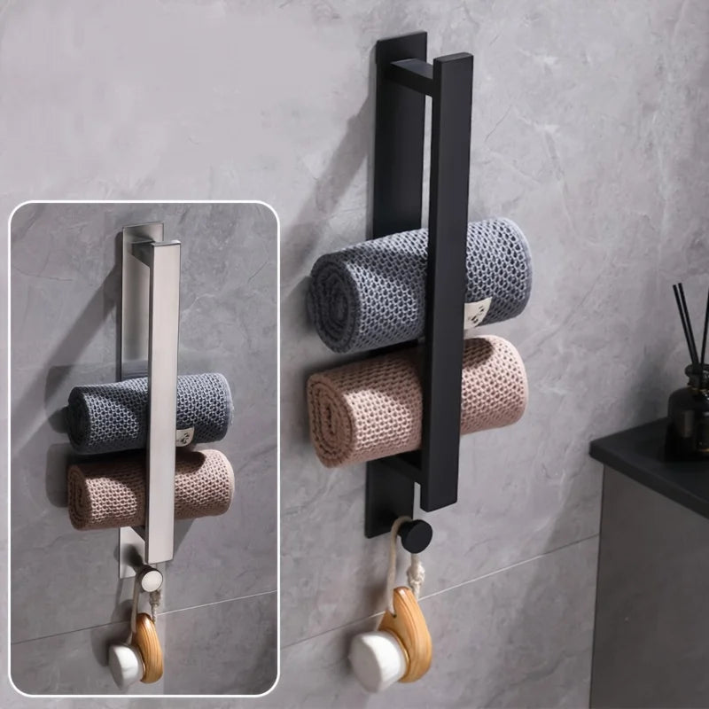 Stainless Steel Towel Rack No Need for Drilling or Nailing Single-pole Bathroom Hardware Towel Hanging Rack Creative Towel Bar Peaceful Pleasures Health and Wellness