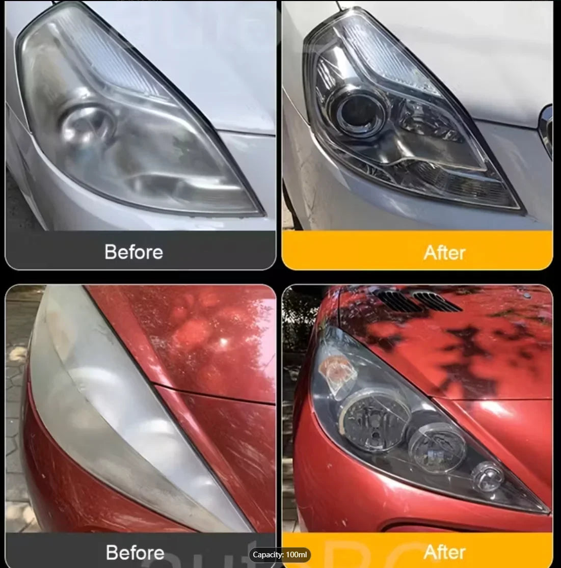 Car Headlight Restoration Fluid – Crystal Coating, Removes Haze