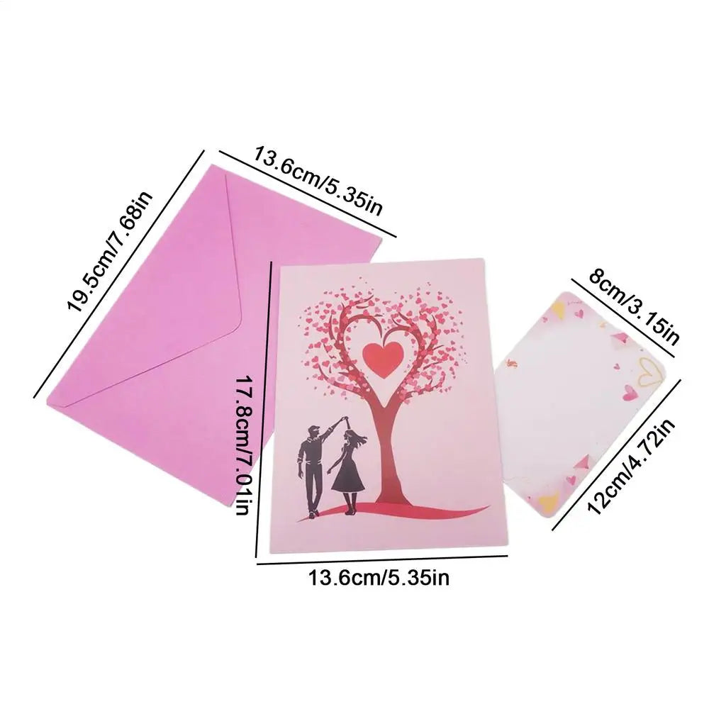 3D Pop-Up Heart Tree Couple Card – Romantic Greeting Card