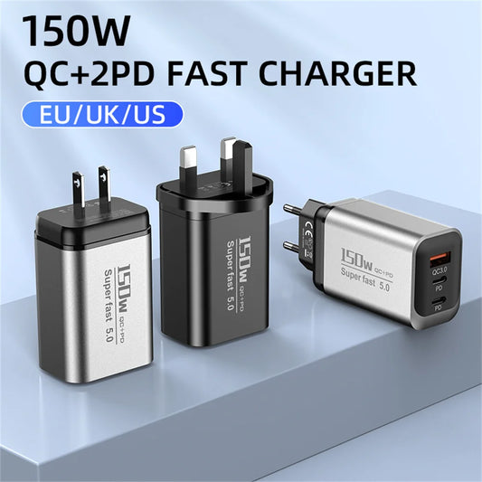 150W USB-C PD Fast Charger Quick Charge 3.0 | EU US UK Plug USB-C Wall Charger Peaceful Pleasures Health and Wellness