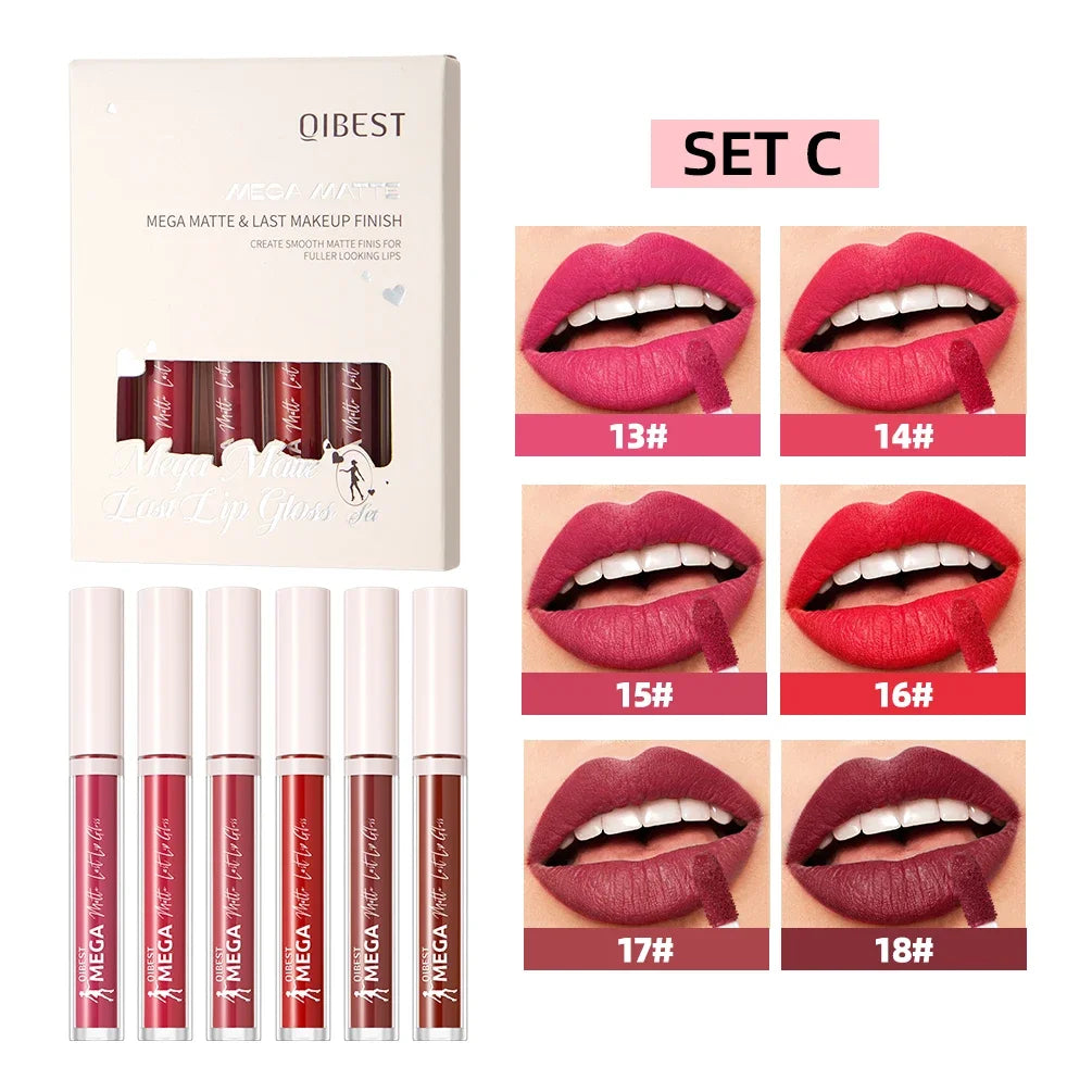 QIBEST Matte Liquid Lipstick Makeup Sets Waterproof Nude Purple Lip Tint Long Lasting Lip Glaze Red Lip Stain Cosmetics Kits Peaceful Pleasures Health and Wellness C Sets