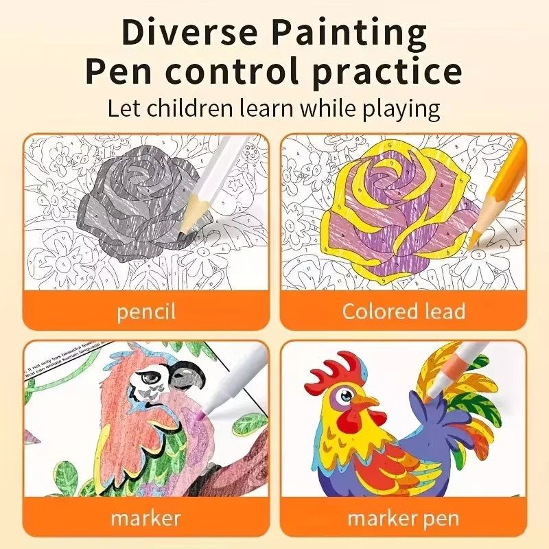 Concentration Training Coloring Book Kids Pattern Pages Stress Relief