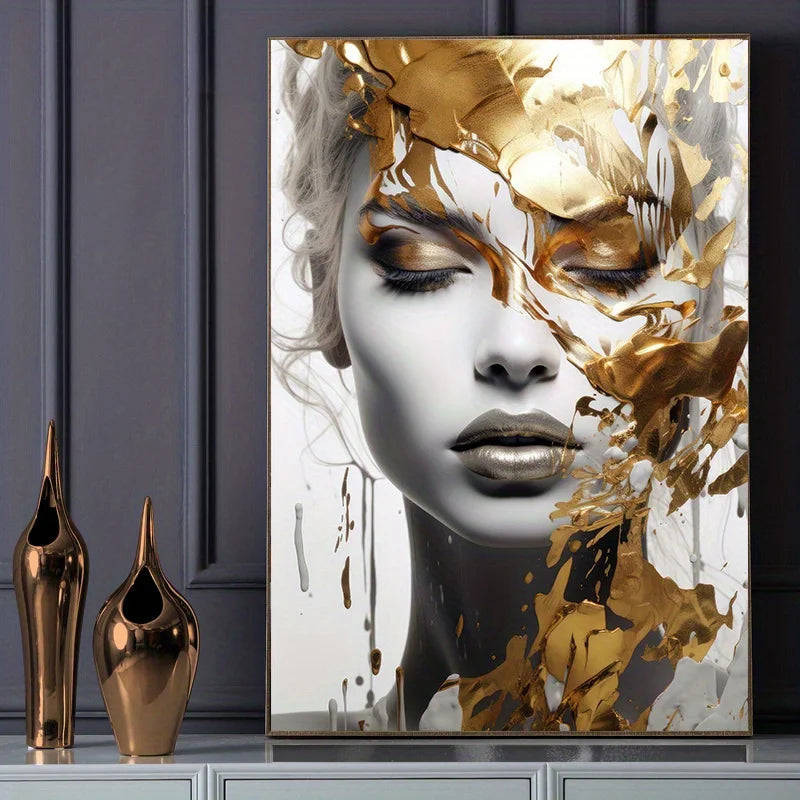 Modern Abstract Woman Face Print Art Posters, Wall arts Canvas Painting, Living Room and Bedroom Decor Cuadros No Framed Peaceful Pleasures Health and Wellness
