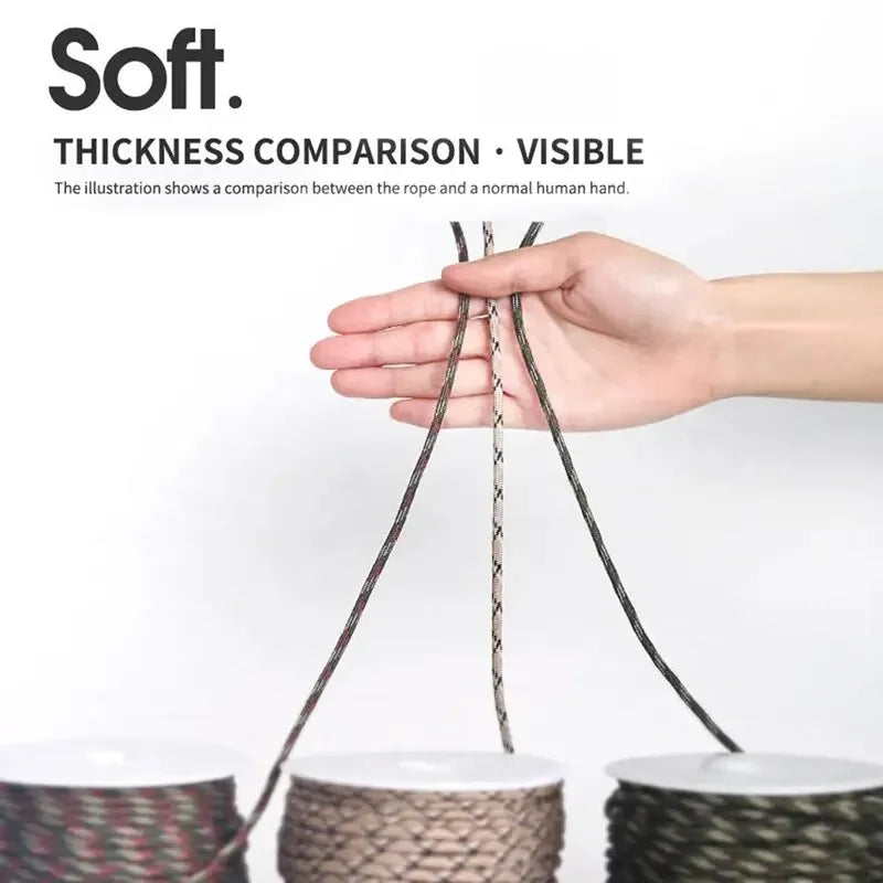 7 Cores 550 Paracord Cord 5 8 16 31 M Dia.4mm For Outdoor Camping Survival Lanyard Parachute Rope Hiking Tent Accessories Peaceful Pleasures Health and Wellness