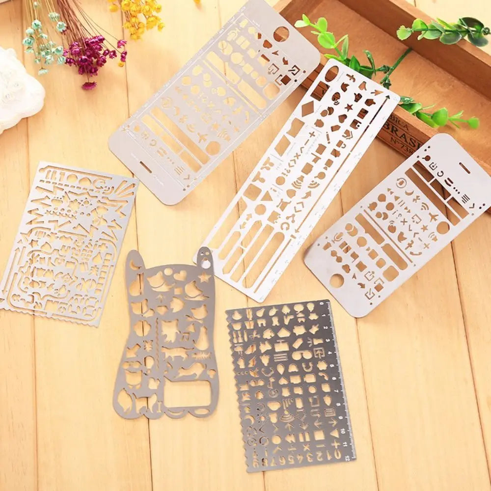 Cat Shape Template Ruler Stainless Steel School Projects Hollowed Out Ruler Pocket-Sized Vintage Drawing Template Ruler Peaceful Pleasures Health and Wellness