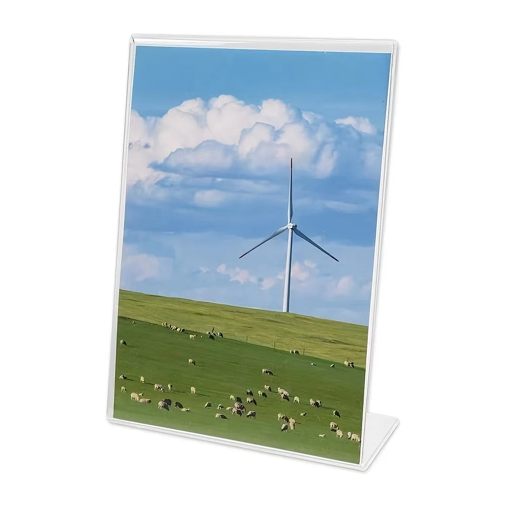 4-Pack Acrylic Sign Holder | Vertical Display Stand for Desk