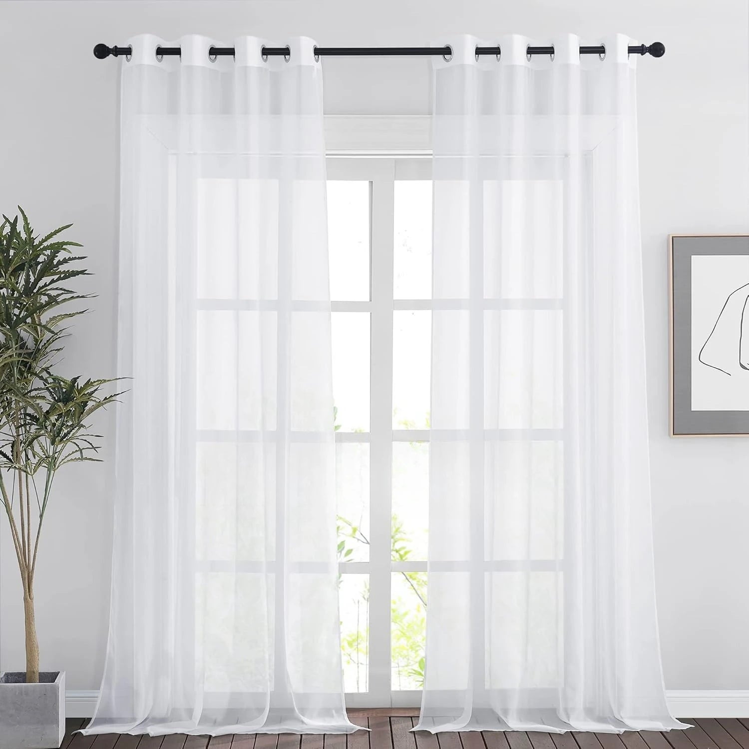 White Sheer Curtains Shading Solid Voile Window Drapes Transparent Tulle Curtain Luxury Chiffon Window Curtain Living Room Decor Peaceful Pleasures Health and Wellness